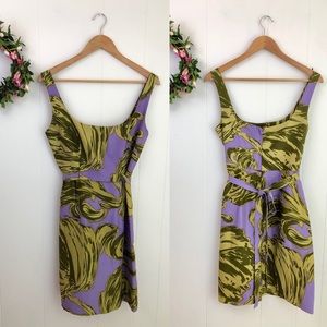 Milly New York Purple 100% Silk Print A-Line Dress